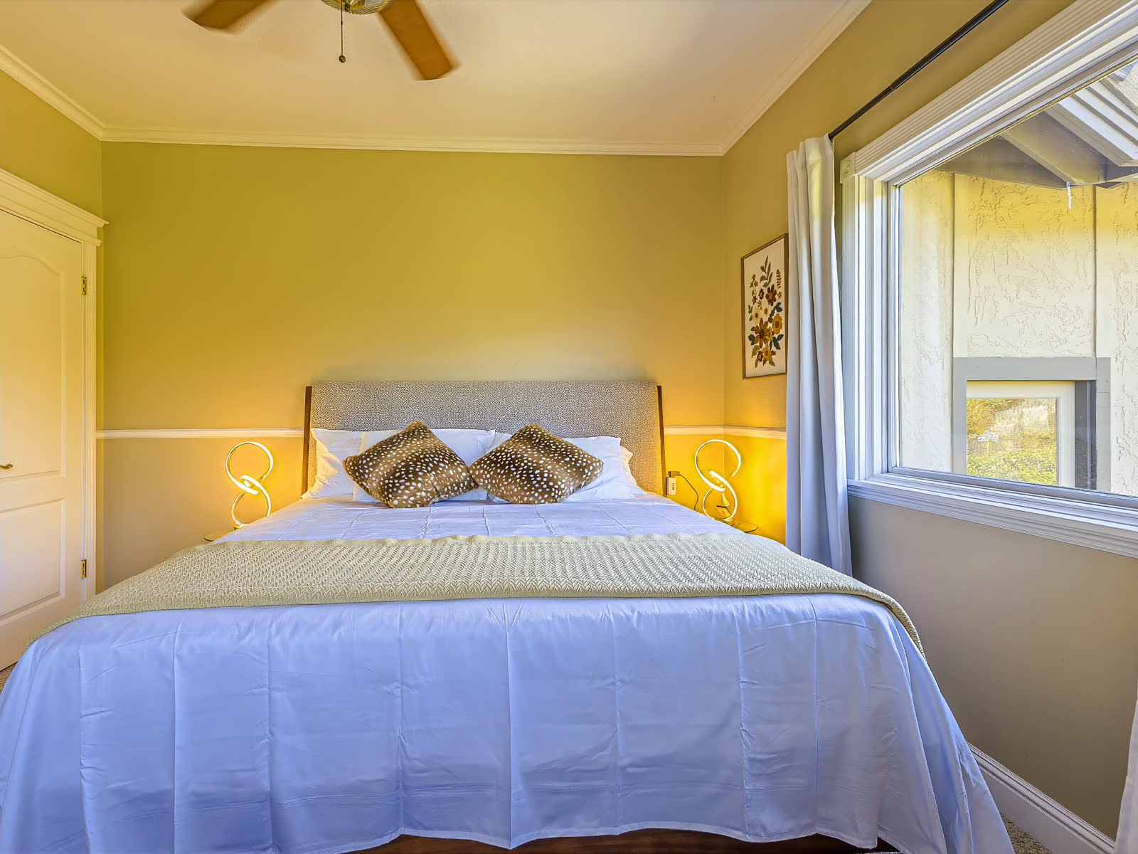 Bedroom five, with its reading lights
